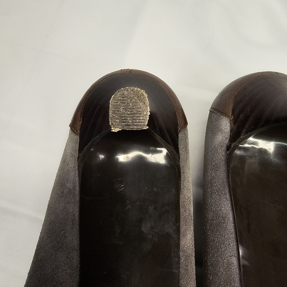 Ralph Lauren Edeena Grey Leather Suede Pumps Size 10 - Picture 7 of 8